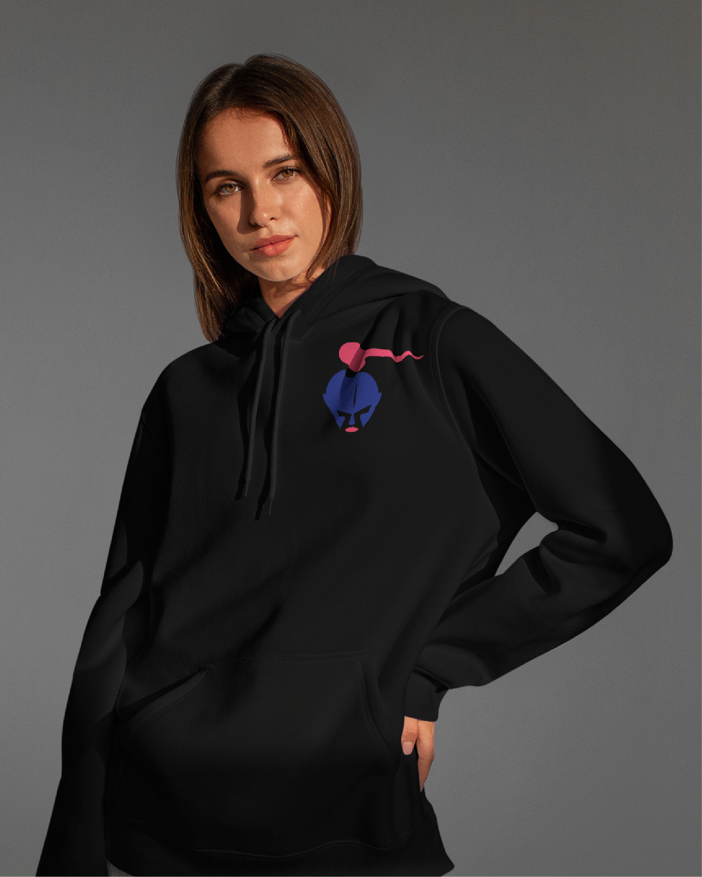 Fierce & Defiant: Black Hoodie With Blue Helmet