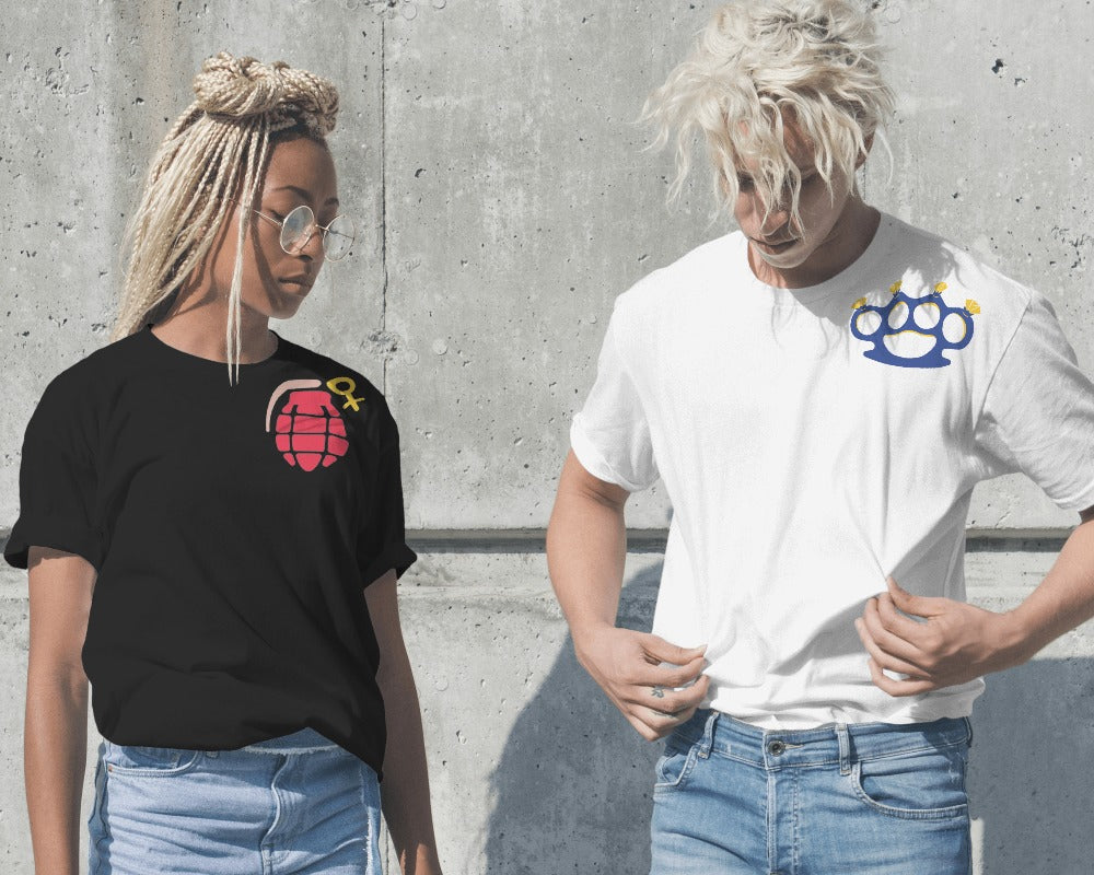 Advocating For Action: Black T-Shirt With Red Grenade