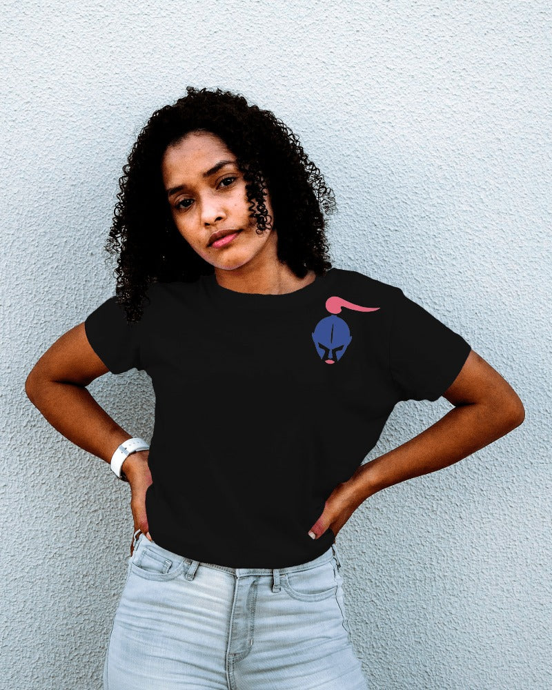 Fierce & Defiant: Black T-Shirt With Blue Helmet